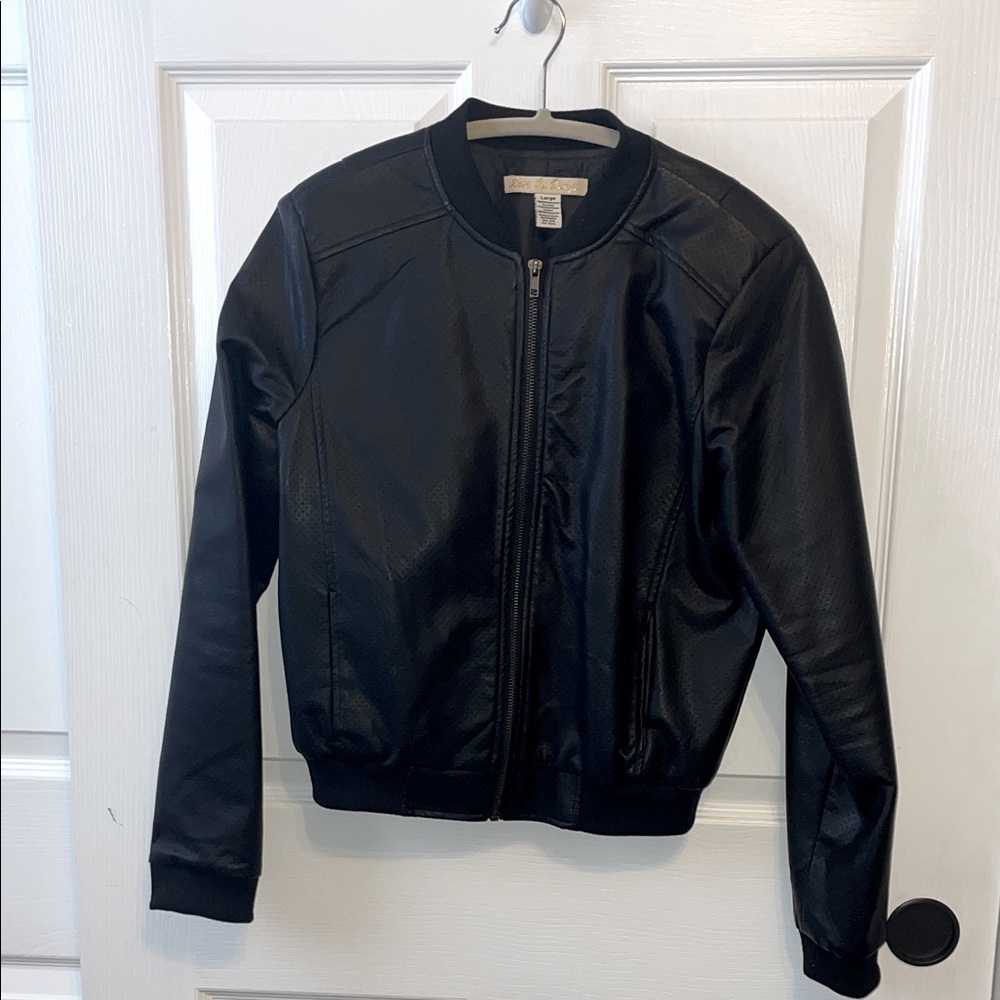 Love By Design Black Bomber Faux Leather Jacket